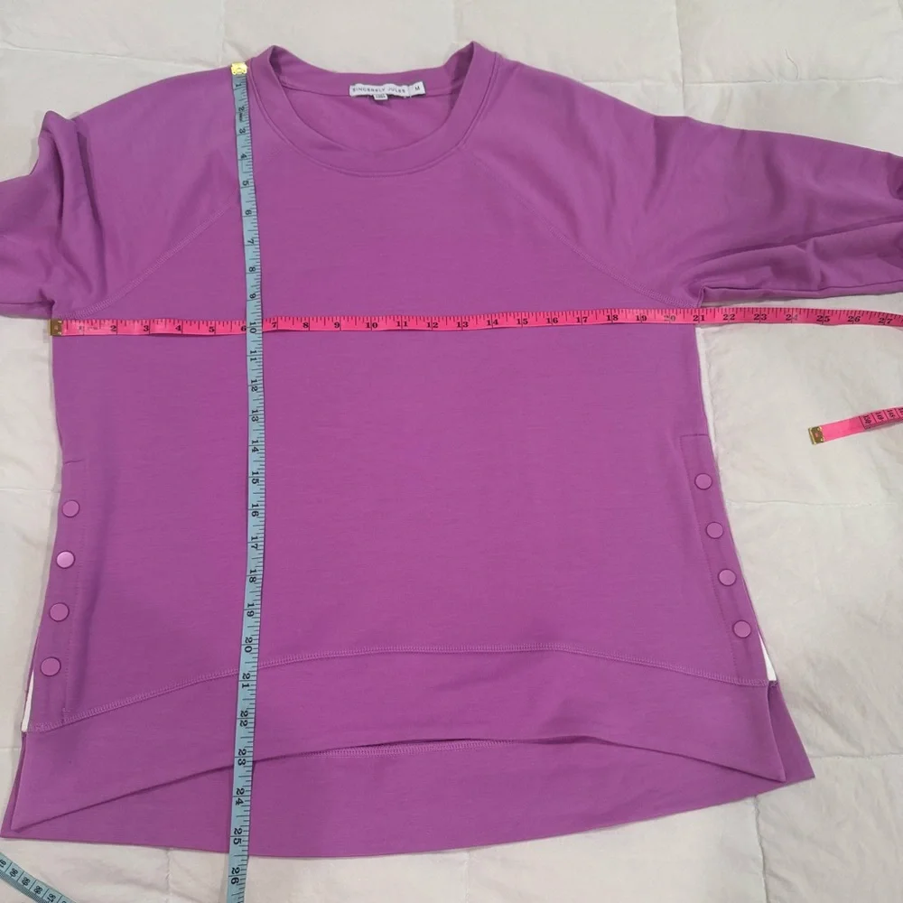 SINCERELY JULES‎ LONG SLEEVES CREW NECK SWEATER SIDE BUTTONS PURPLE SZ MEDIUM